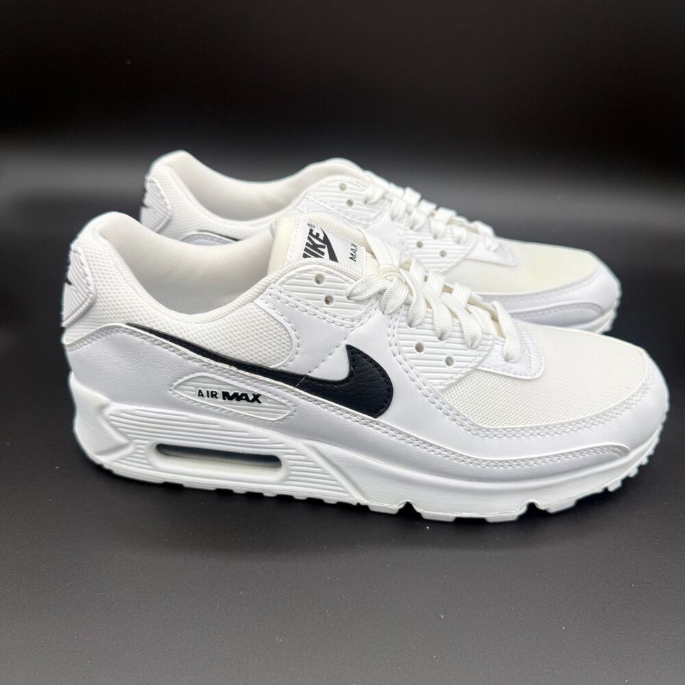 Nike Air Max 90 Wmn's Sneakers Shoes White Black Leather DH8010-101 Women's Sz 8